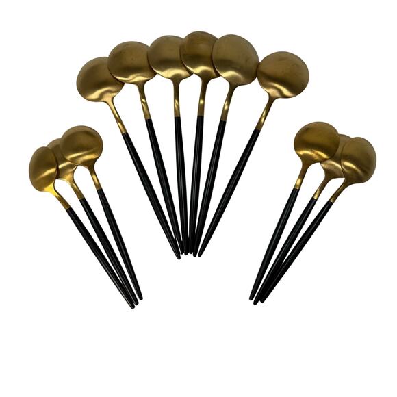 Set of 12 Brass Bar Spoons Vintage Cocktail Mixing Stirrers Gold & Black - Picture 2 of 5